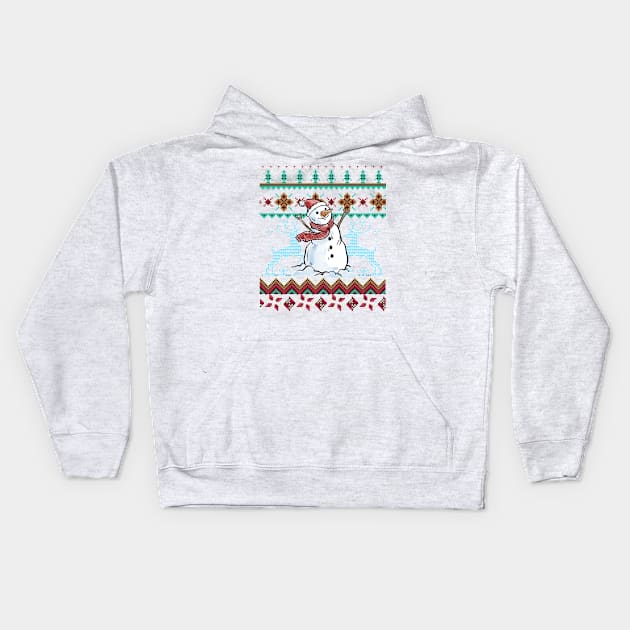 Ugly Sweater Style Snowman Print Kids Hoodie by letnothingstopyou